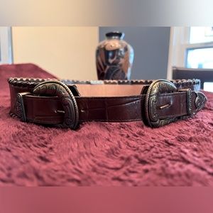 ALLIGATOR or CROC custom made wide western statement belt sz XS-S